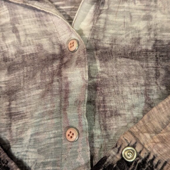 David Cline gray/black/taupe "Storm" button down mini dress/tunic size S - Picture 6 of 10